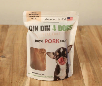 Pork Dog Treats, 5 Ounce Bag, Single Ingredient, High Protein