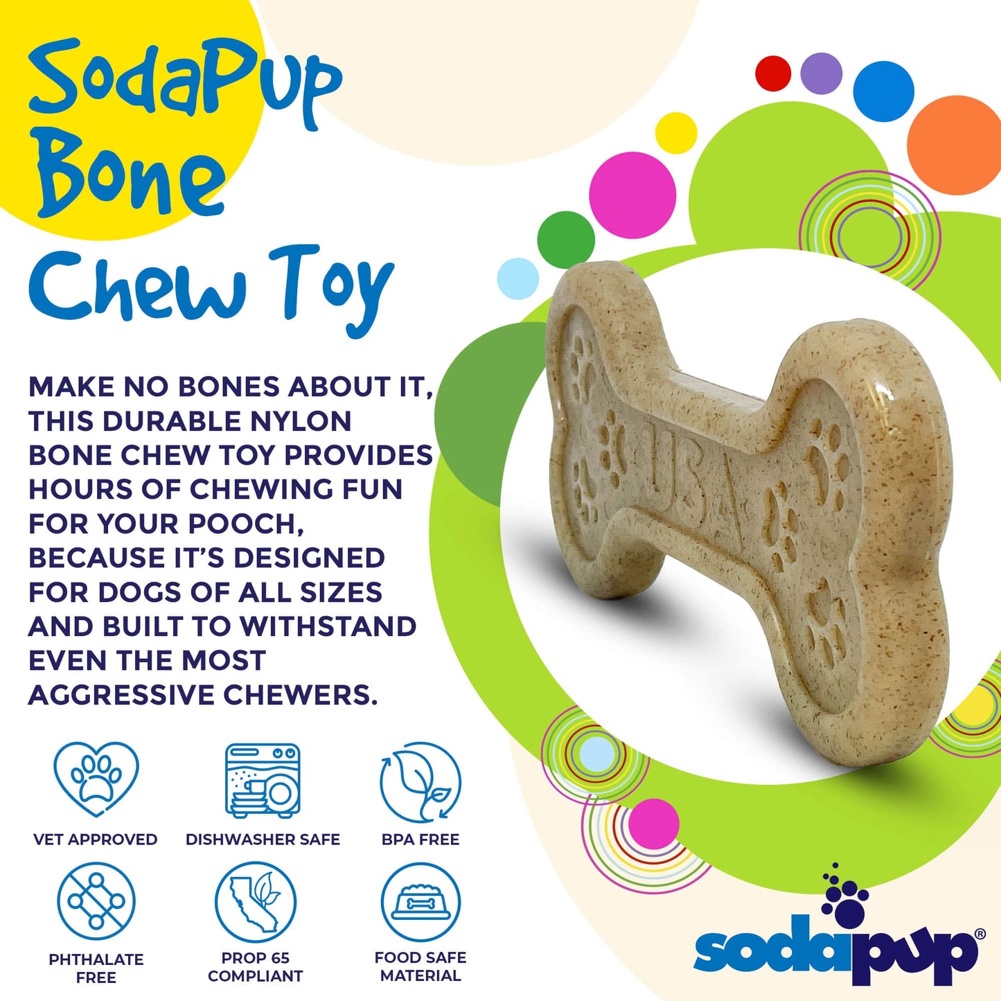 Bone eChew Ultra Durable Nylon Dog Chew Toy for Aggressive Chewers | USA Made