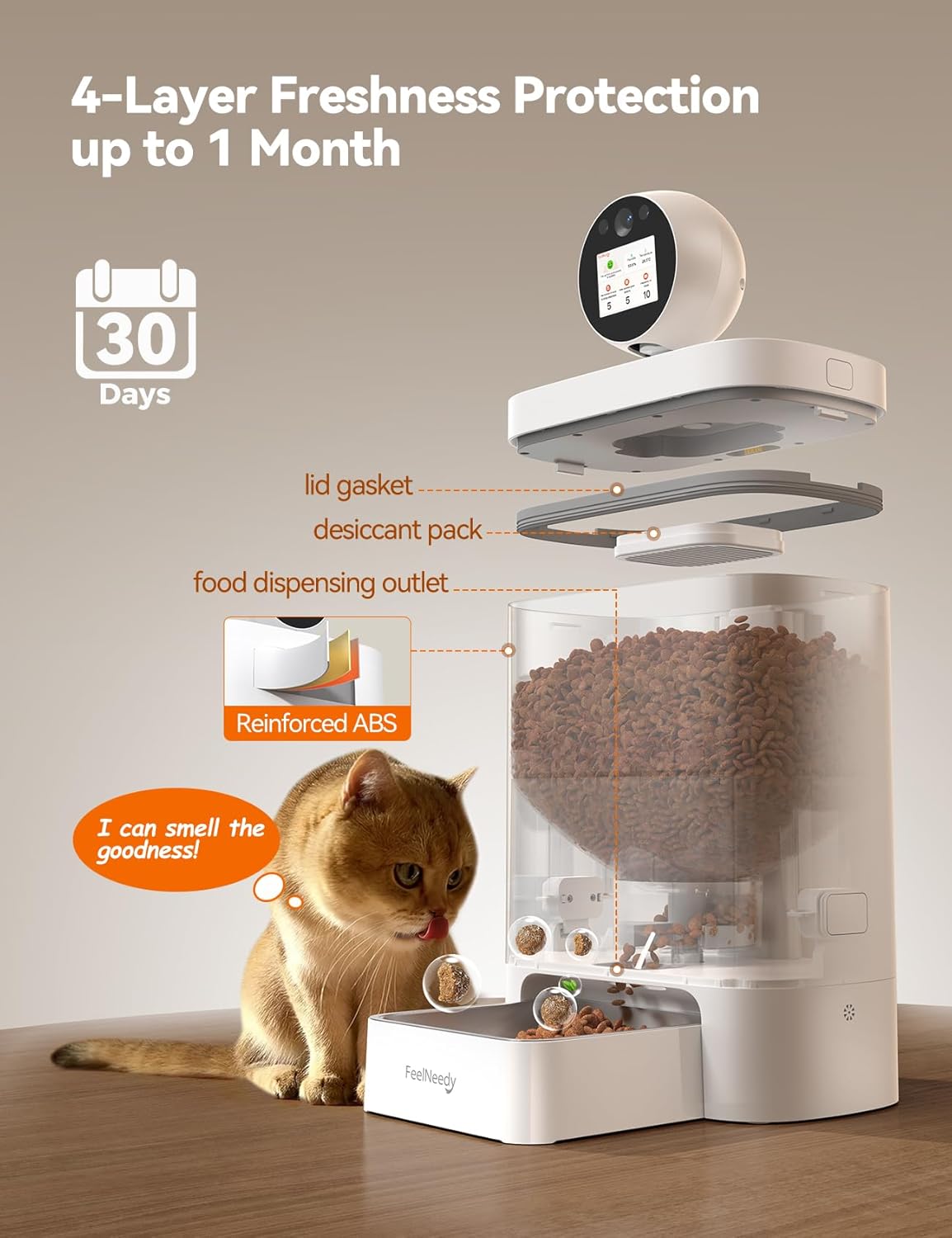 FEELNEEDY Automatic Cat Feeder with Camera 360°, 2k HD Video Night Vision, AI-Powered for Auto Pet Tracking, 5G/2.4G Wi-Fi & 2-Way Audio, Smart APP Control, Low Food Alert, 5.5L Timed Pet Feeder