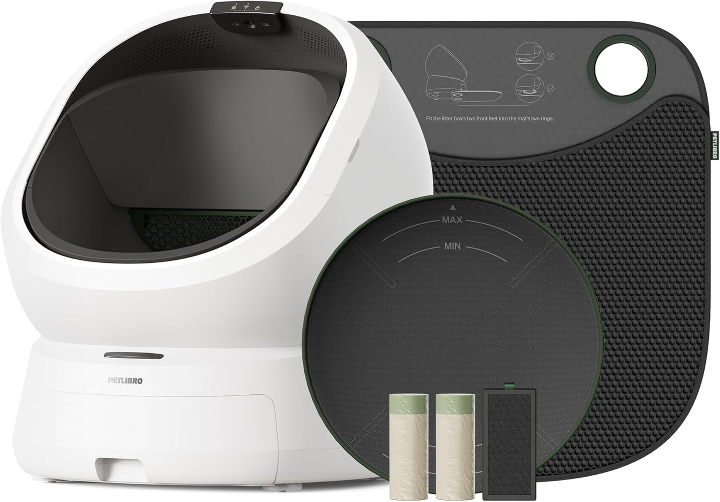 PETLIBRO Automatic Litter Box Bundle with Accessories Kit, Open Top Self Cleaning Litter Box with AI-Camera Waste Analysis, Multi-Cat Recognition, Usage Tracking, Auto Odor Control & Safety Sensors