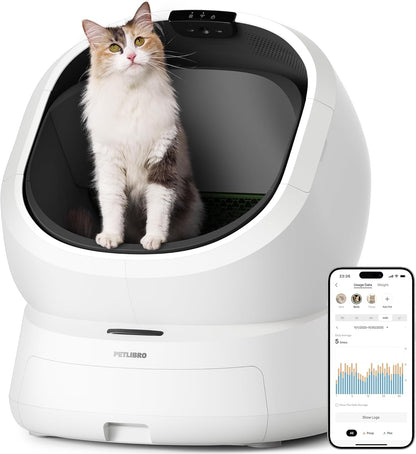 PETLIBRO Automatic Litter Box Bundle with Accessories Kit, Open Top Self Cleaning Litter Box with AI-Camera Waste Analysis, Multi-Cat Recognition, Usage Tracking, Auto Odor Control & Safety Sensors
