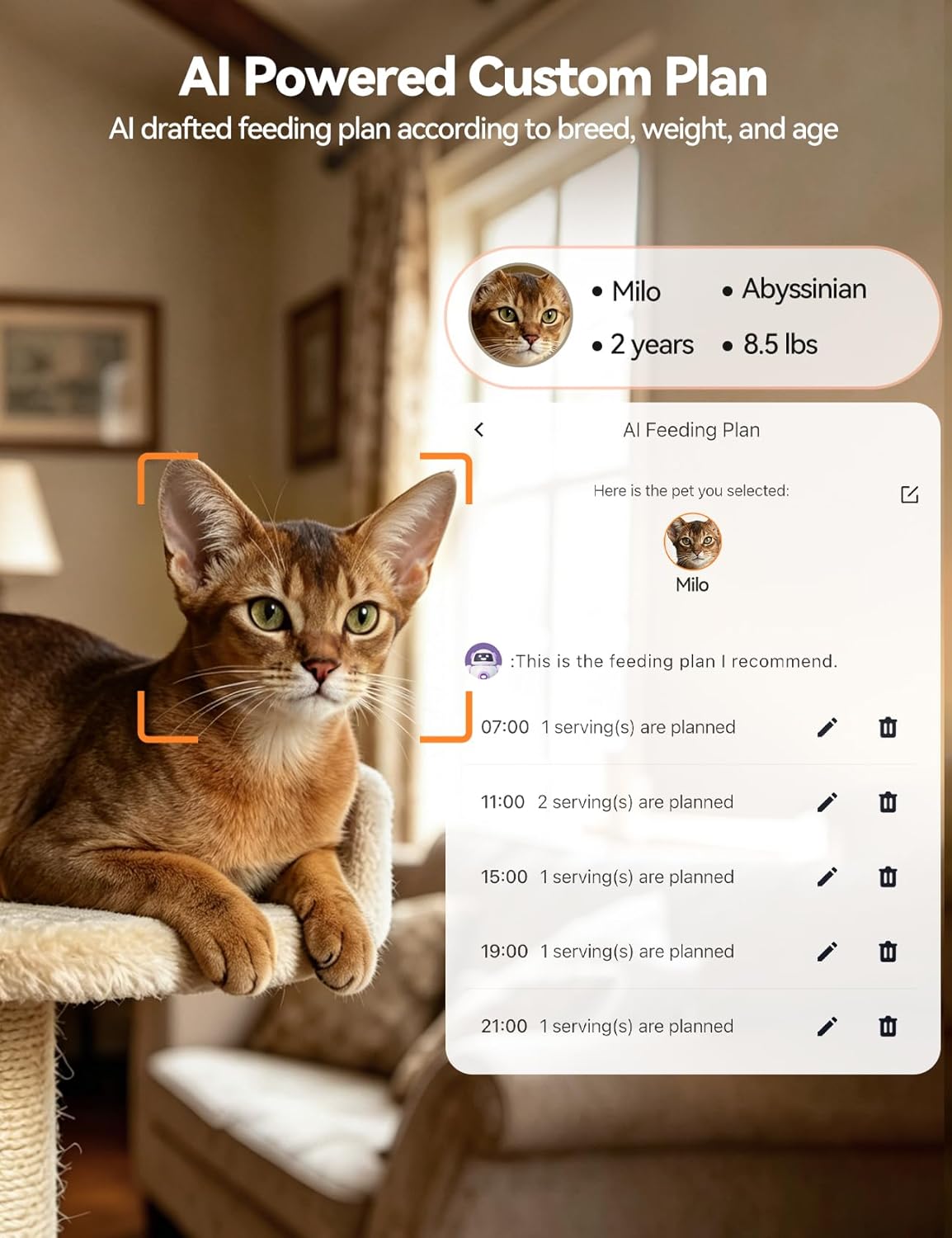 FEELNEEDY Automatic Cat Feeder with Camera 360°, 2k HD Video Night Vision, AI-Powered for Auto Pet Tracking, 5G/2.4G Wi-Fi & 2-Way Audio, Smart APP Control, Low Food Alert, 5.5L Timed Pet Feeder