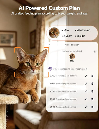 FEELNEEDY Automatic Cat Feeder with Camera 360°, 2k HD Video Night Vision, AI-Powered for Auto Pet Tracking, 5G/2.4G Wi-Fi & 2-Way Audio, Smart APP Control, Low Food Alert, 5.5L Timed Pet Feeder