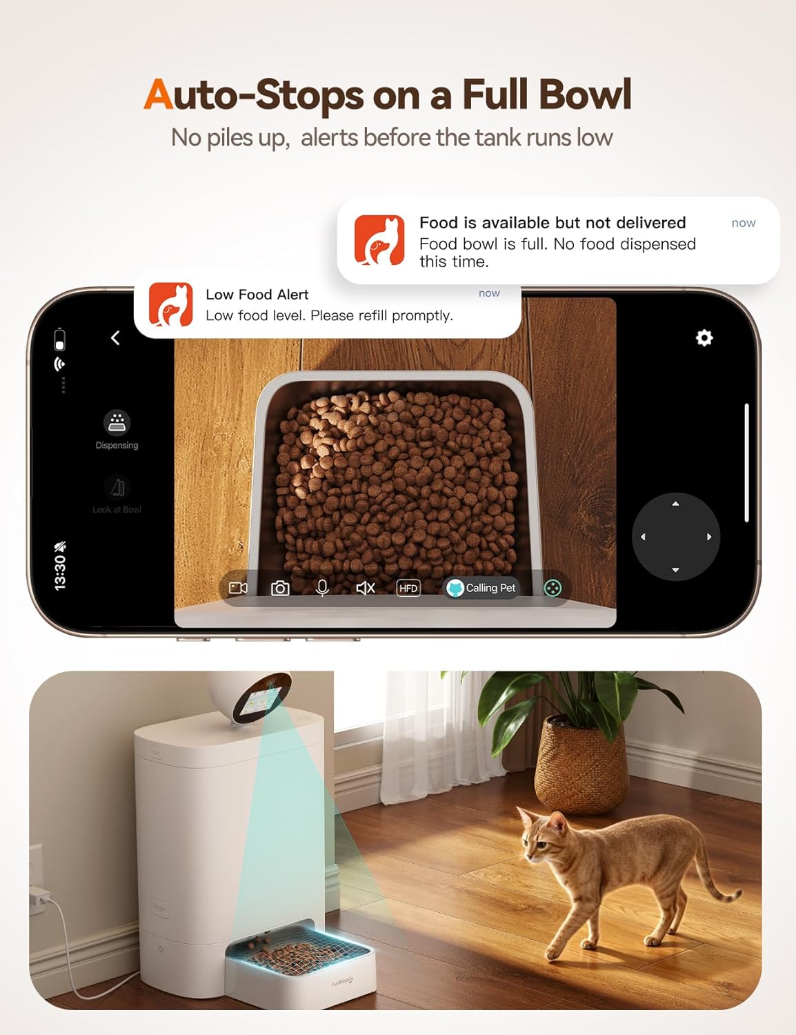 FEELNEEDY Automatic Cat Feeder with Camera 360°, 2k HD Video Night Vision, AI-Powered for Auto Pet Tracking, 5G/2.4G Wi-Fi & 2-Way Audio, Smart APP Control, Low Food Alert, 5.5L Timed Pet Feeder