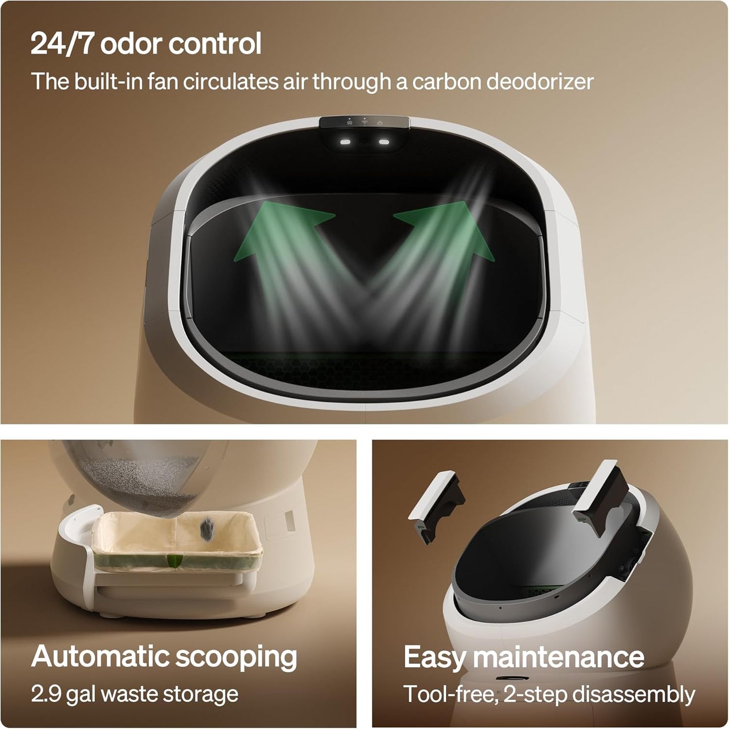 PETLIBRO Automatic Litter Box Bundle with Accessories Kit, Open Top Self Cleaning Litter Box with AI-Camera Waste Analysis, Multi-Cat Recognition, Usage Tracking, Auto Odor Control & Safety Sensors