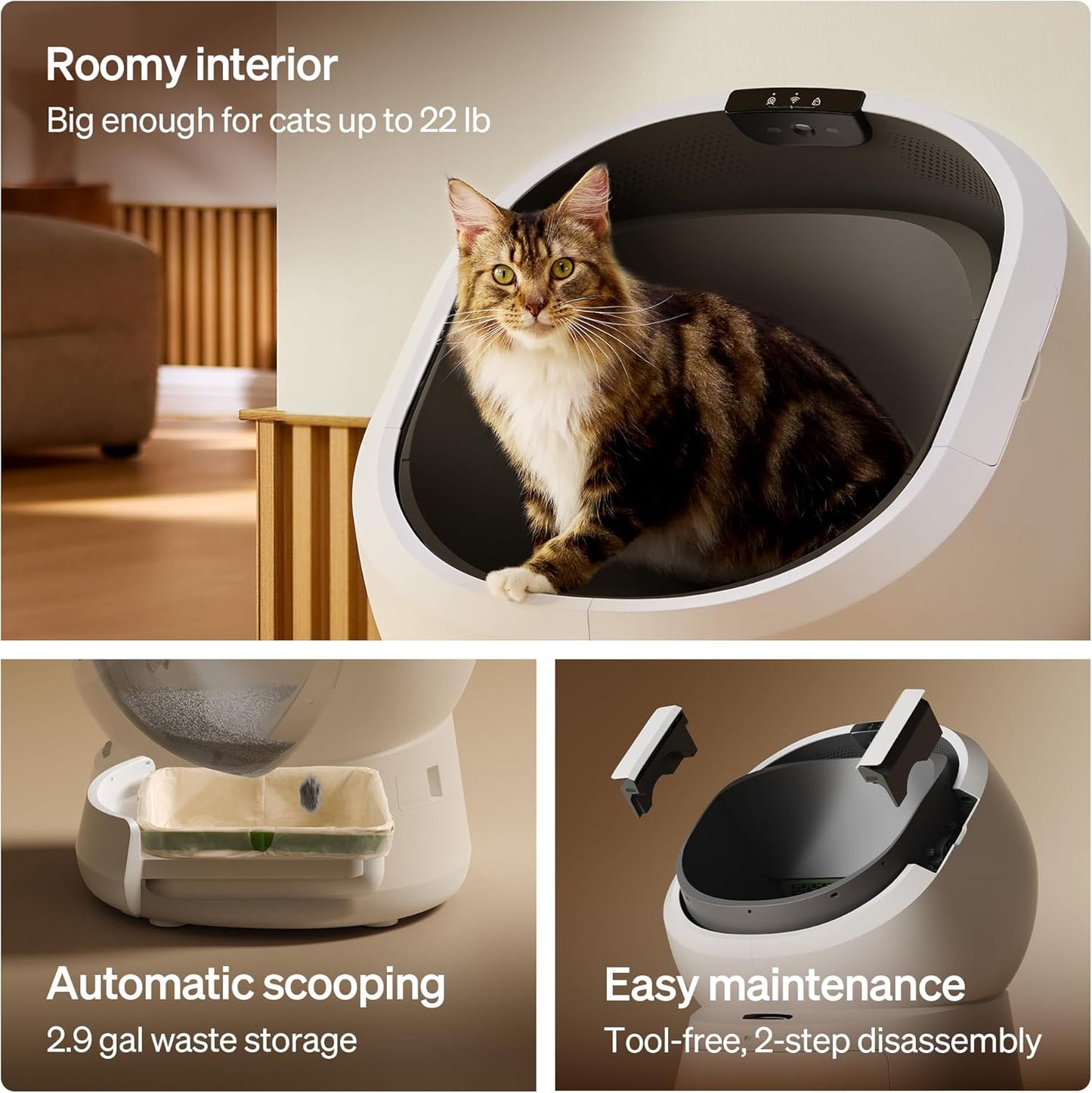 PETLIBRO Automatic Litter Box Bundle with Accessories Kit, Open Top Self Cleaning Litter Box with AI-Camera Waste Analysis, Multi-Cat Recognition, Usage Tracking, Auto Odor Control & Safety Sensors