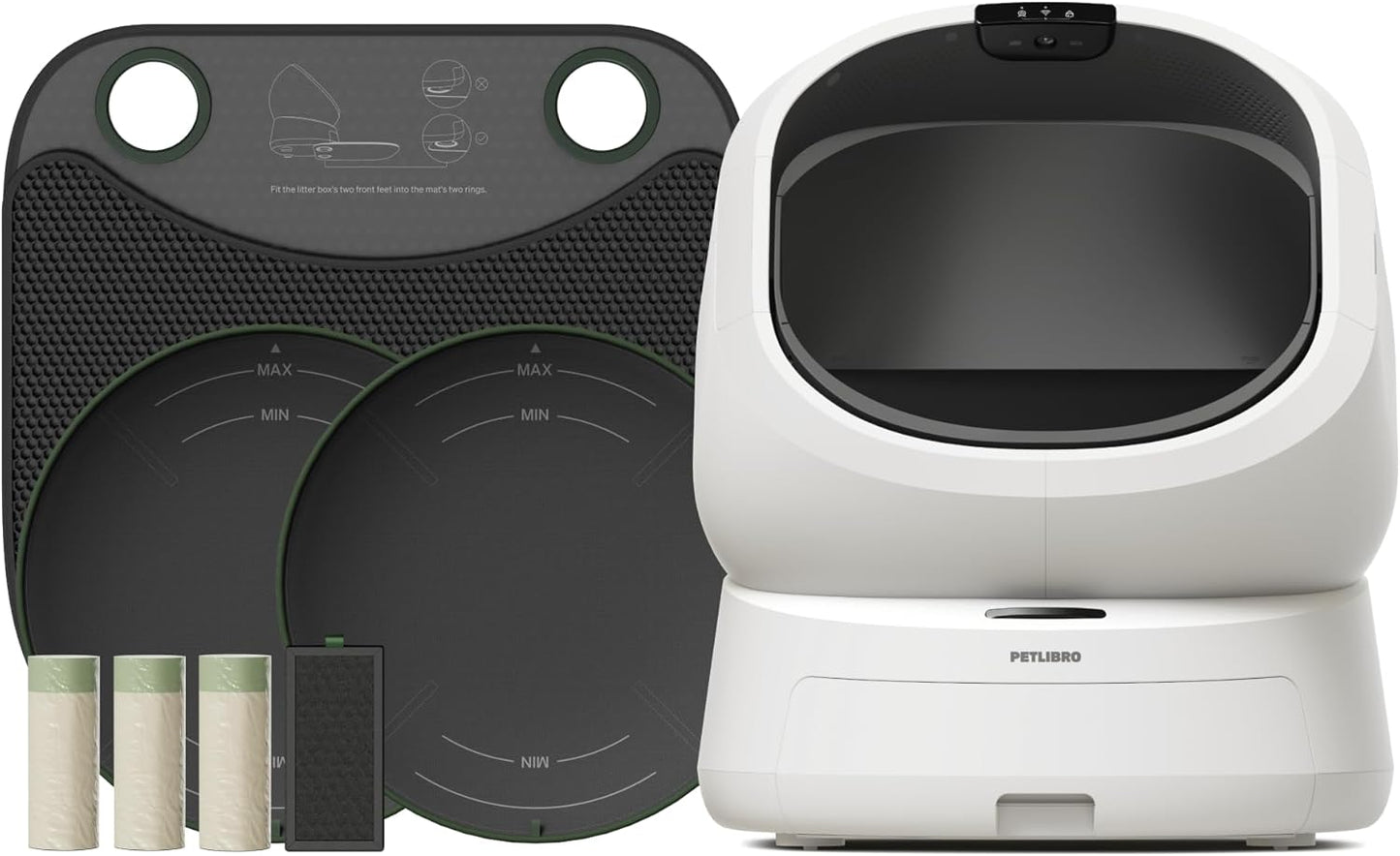 PETLIBRO Automatic Litter Box Bundle with Accessories Kit, Open Top Self Cleaning Litter Box with AI-Camera Waste Analysis, Multi-Cat Recognition, Usage Tracking, Auto Odor Control & Safety Sensors