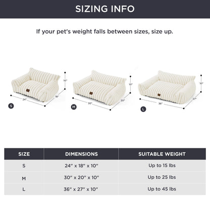 Bedsure ComfyFleece™ Cute Cat Couch for Pets - As Seen on TV on Good Day New York, Fluffy Cats beds for Indoor Cats with Removable Washable Cover, Supportive Pet Sofa, 24inch, Cream