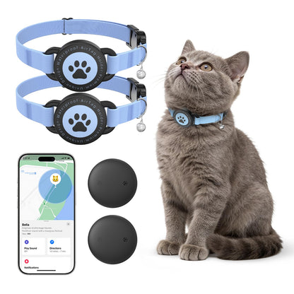 GPS Cat Tracker Collar(iOS & Android), Bluetooth Mini GPS Dog Tracker, Smart Pet Activity Tracker, No Monthly Fee, Work with Apple Find My & Google Find Hub, Finder Tag for Pets,Items Blue 1 Pack