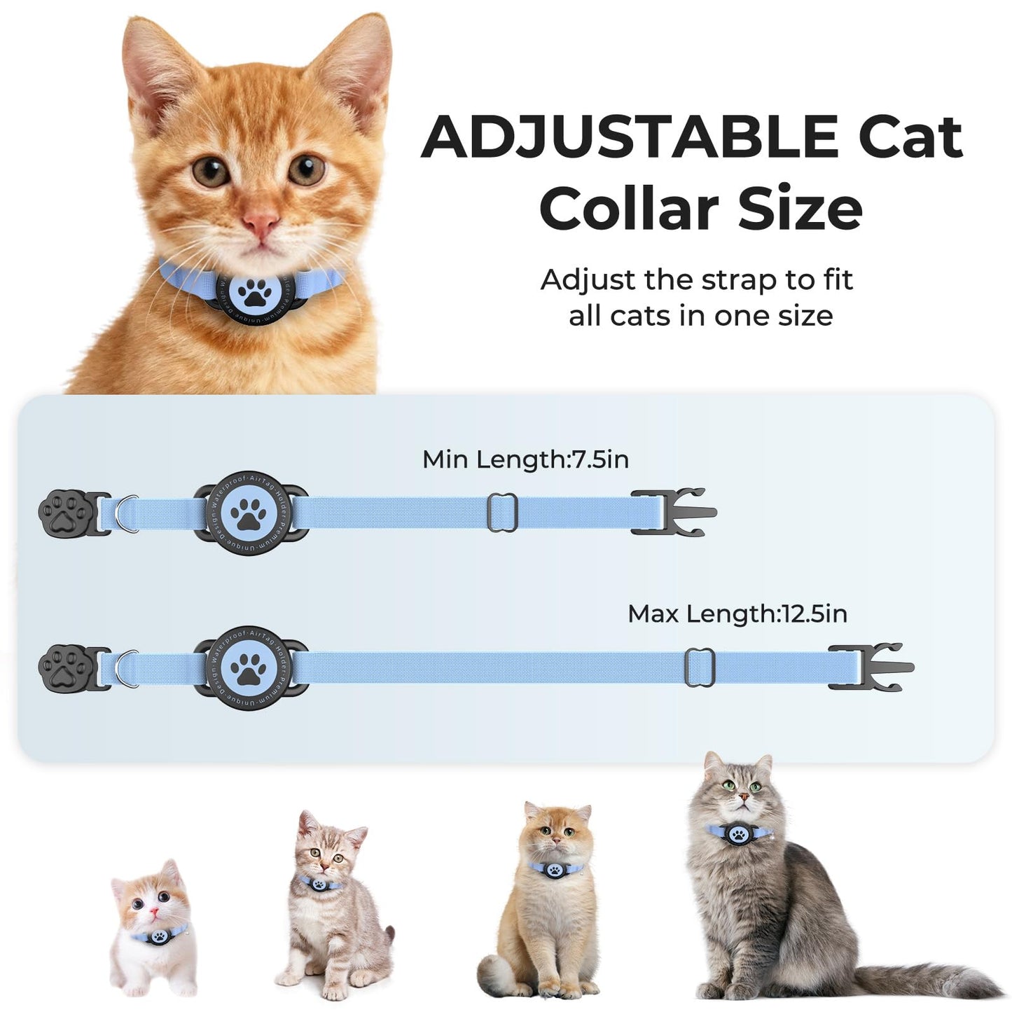 GPS Cat Tracker Collar(iOS & Android), Bluetooth Mini GPS Dog Tracker, Smart Pet Activity Tracker, No Monthly Fee, Work with Apple Find My & Google Find Hub, Finder Tag for Pets,Items Blue 1 Pack
