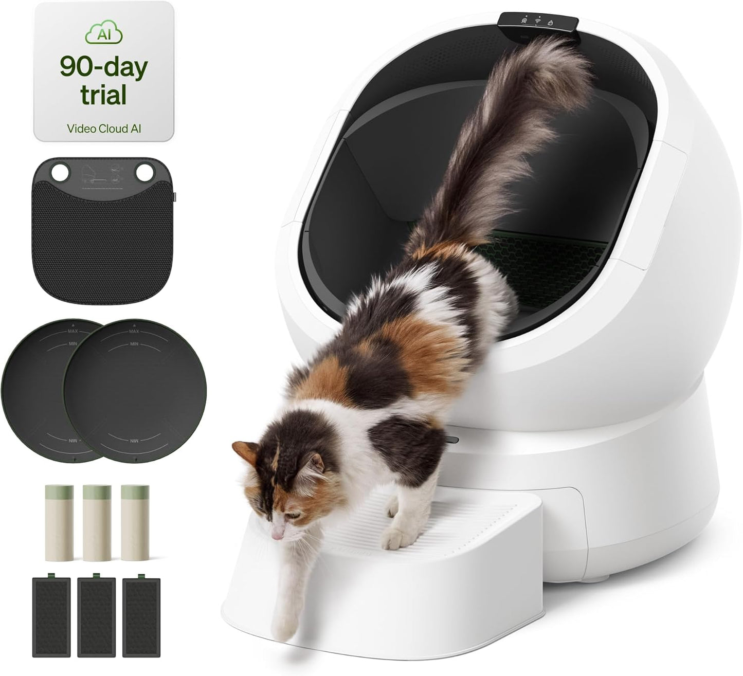 PETLIBRO Automatic Litter Box Bundle with Accessories Kit, Open Top Self Cleaning Litter Box with AI-Camera Waste Analysis, Multi-Cat Recognition, Usage Tracking, Auto Odor Control & Safety Sensors