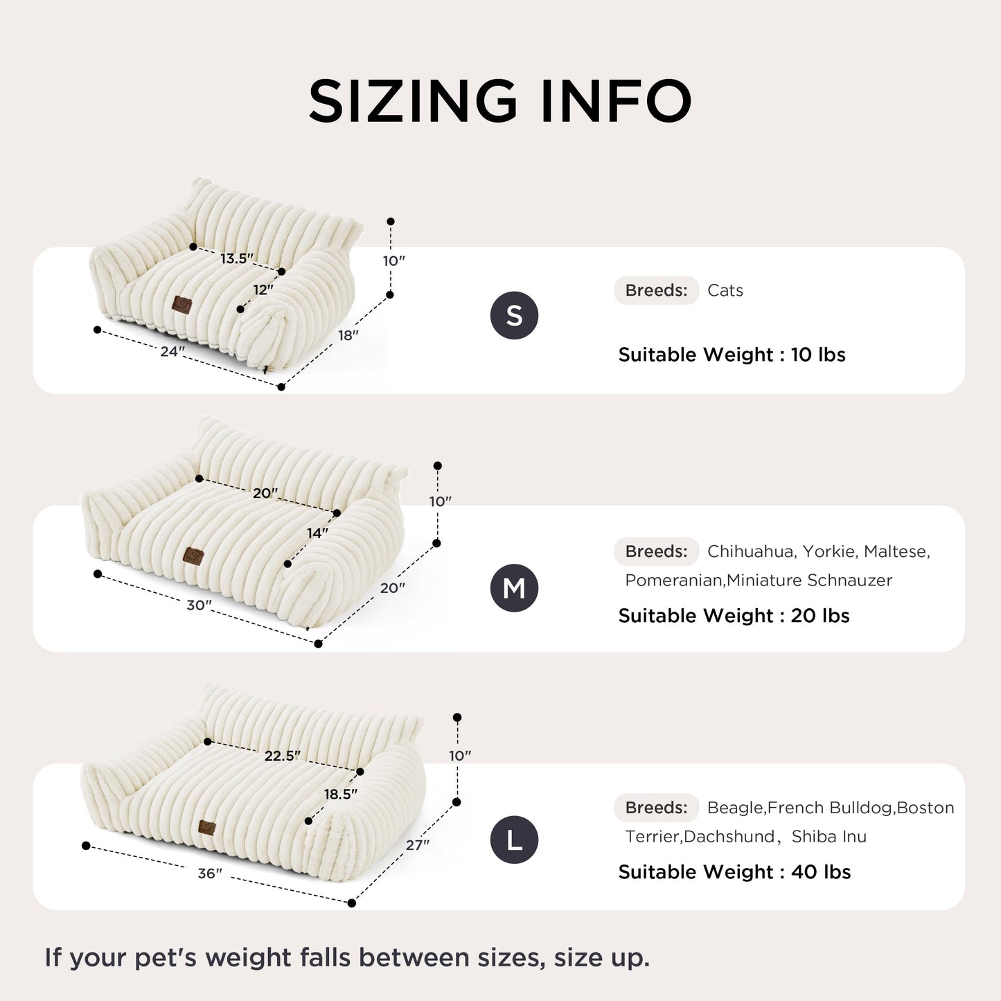 Bedsure ComfyFleece™ Cute Cat Couch for Pets - As Seen on TV on Good Day New York, Fluffy Cats beds for Indoor Cats with Removable Washable Cover, Supportive Pet Sofa, 24inch, Cream