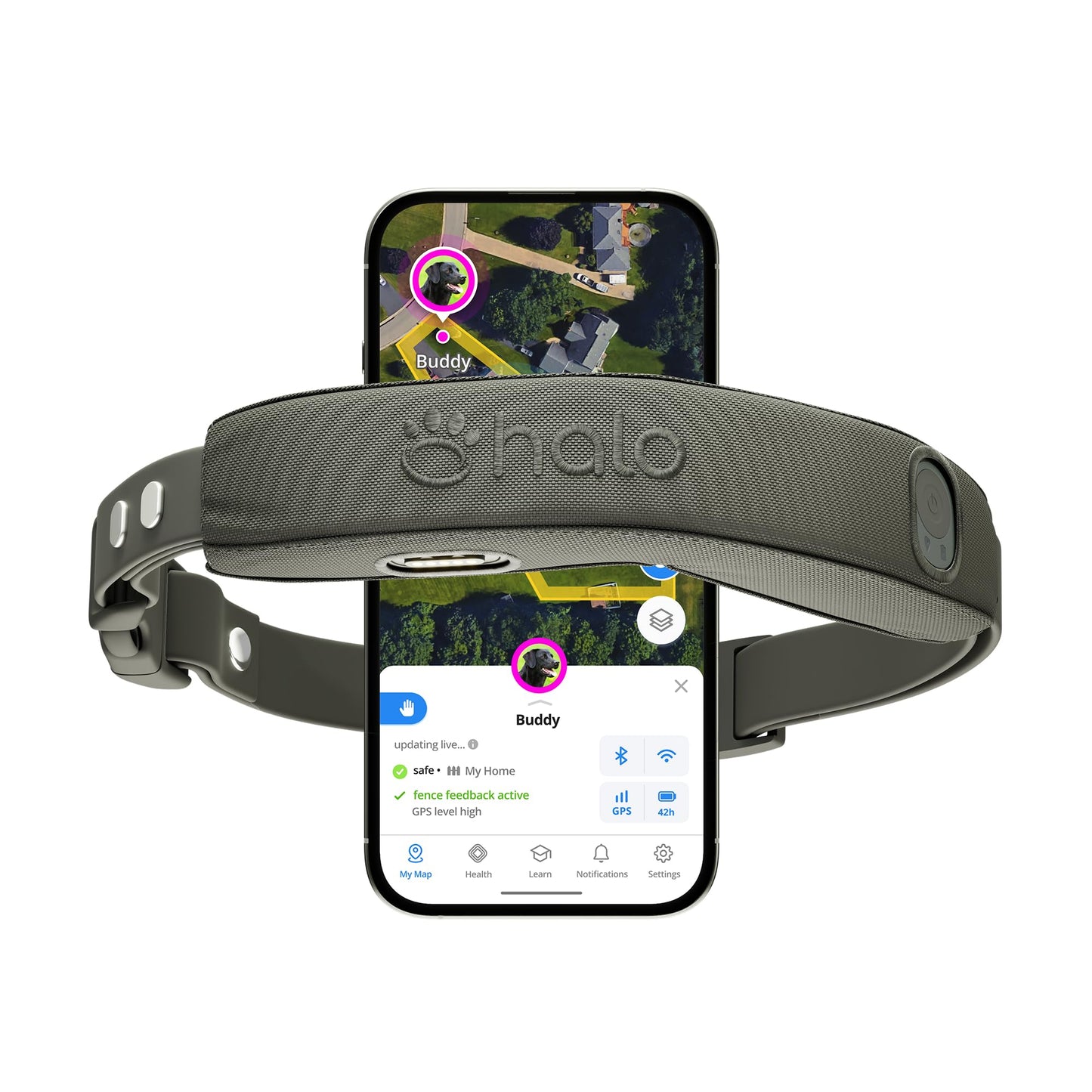 Halo Collar 5 Wireless Dog Fence & GPS Dog Collar, Keep Your Dog Safely Contained Outdoors with App-Controlled Boundaries and Real-Time Tracking, One Size, Blaze
