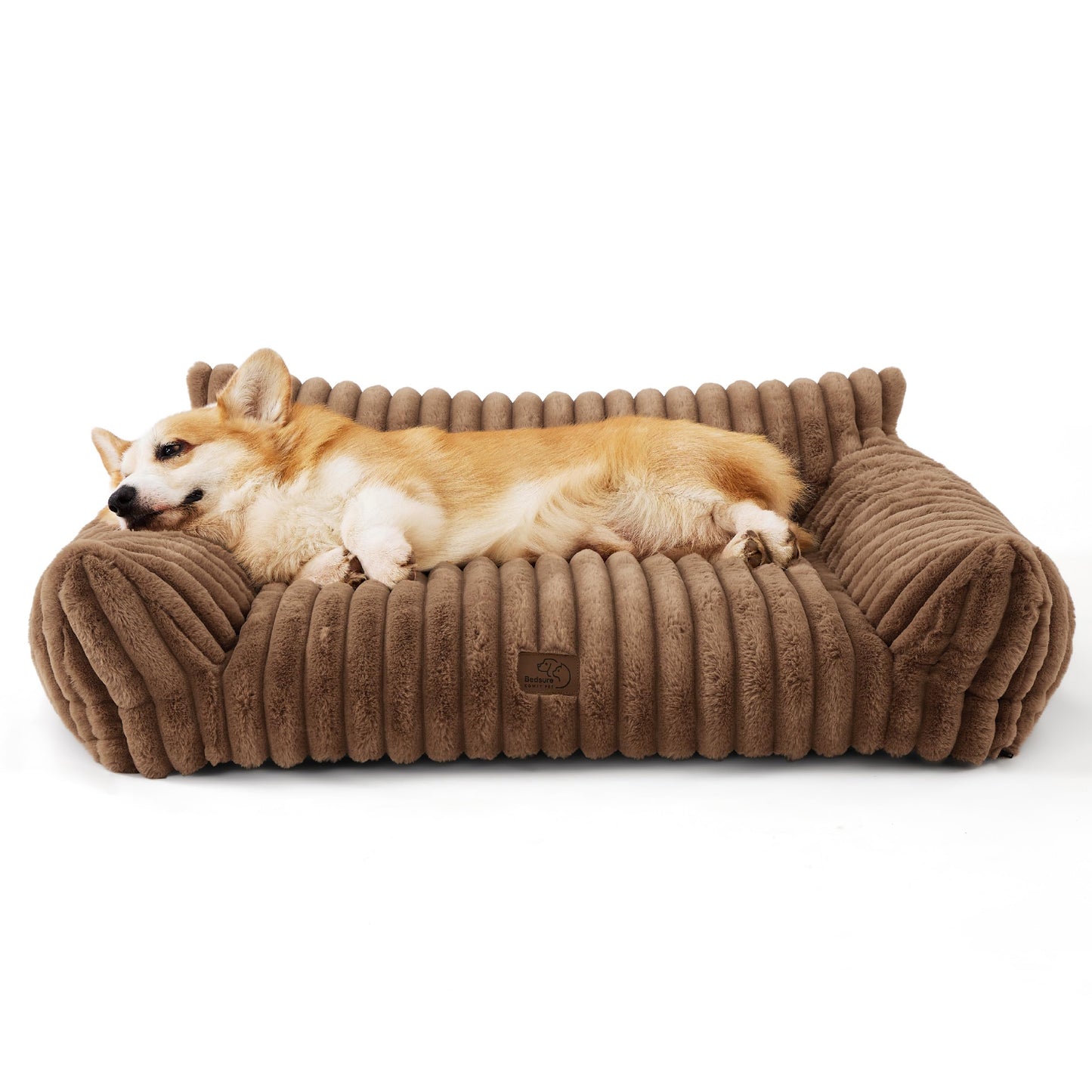 Bedsure ComfyFleece™ Cute Cat Couch for Pets - As Seen on TV on Good Day New York, Fluffy Cats beds for Indoor Cats with Removable Washable Cover, Supportive Pet Sofa, 24inch, Cream