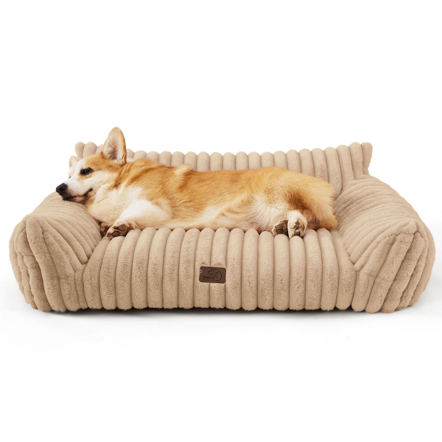 Bedsure ComfyFleece™ Cute Cat Couch for Pets - As Seen on TV on Good Day New York, Fluffy Cats beds for Indoor Cats with Removable Washable Cover, Supportive Pet Sofa, 24inch, Cream