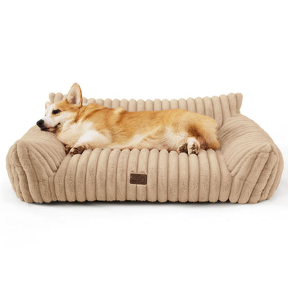 Bedsure ComfyFleece™ Cute Cat Couch for Pets - As Seen on TV on Good Day New York, Fluffy Cats beds for Indoor Cats with Removable Washable Cover, Supportive Pet Sofa, 24inch, Cream