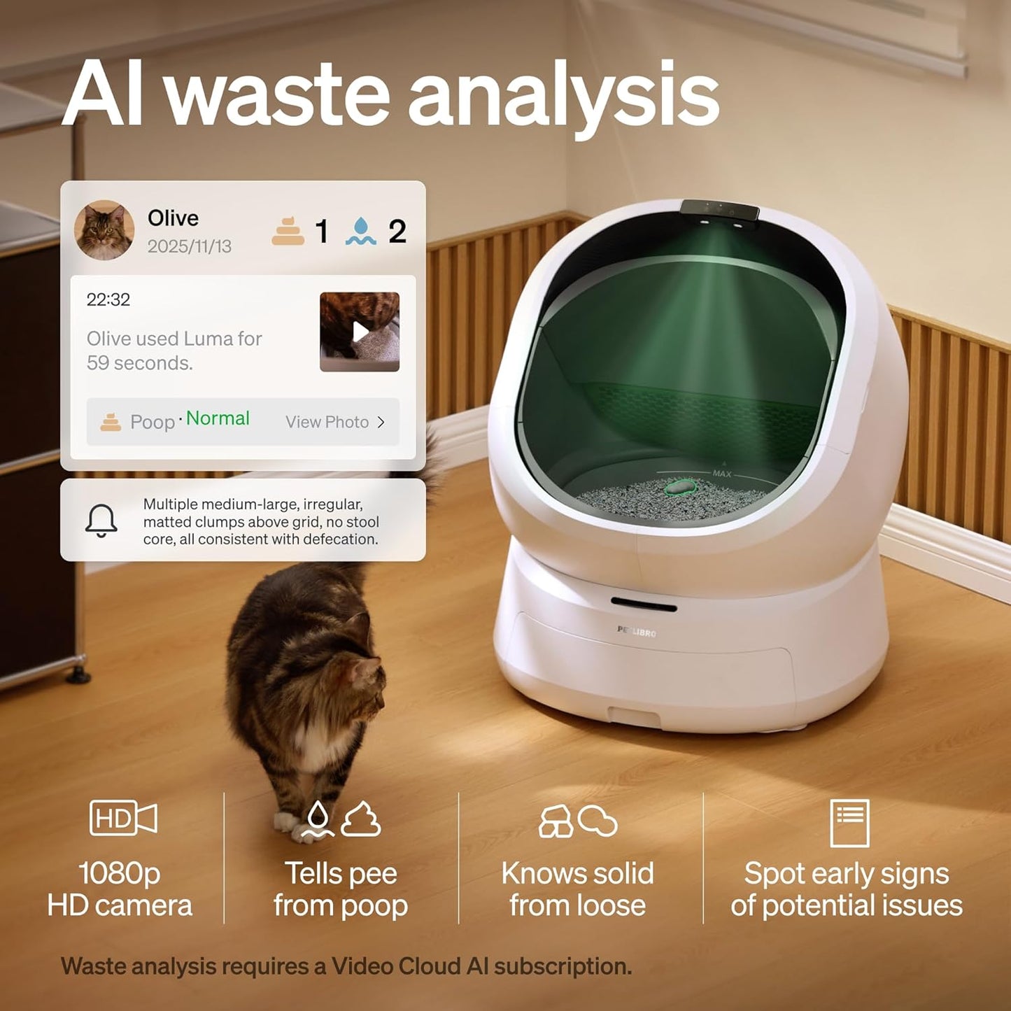 PETLIBRO Automatic Litter Box Bundle with Accessories Kit, Open Top Self Cleaning Litter Box with AI-Camera Waste Analysis, Multi-Cat Recognition, Usage Tracking, Auto Odor Control & Safety Sensors