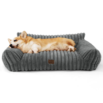 Bedsure ComfyFleece™ Cute Cat Couch for Pets - As Seen on TV on Good Day New York, Fluffy Cats beds for Indoor Cats with Removable Washable Cover, Supportive Pet Sofa, 24inch, Cream
