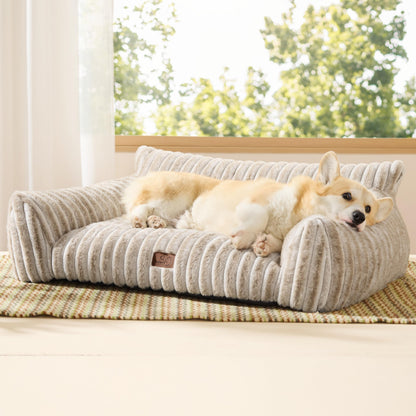Bedsure ComfyFleece™ Cute Cat Couch for Pets - As Seen on TV on Good Day New York, Fluffy Cats beds for Indoor Cats with Removable Washable Cover, Supportive Pet Sofa, 24inch, Cream