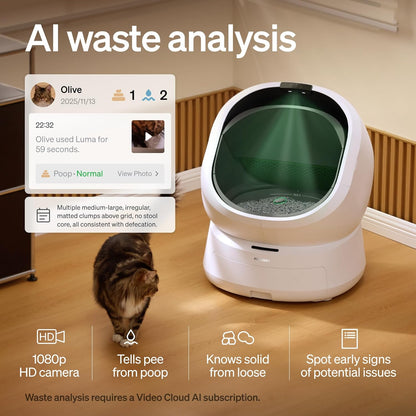 PETLIBRO Automatic Litter Box Bundle with Accessories Kit, Open Top Self Cleaning Litter Box with AI-Camera Waste Analysis, Multi-Cat Recognition, Usage Tracking, Auto Odor Control & Safety Sensors