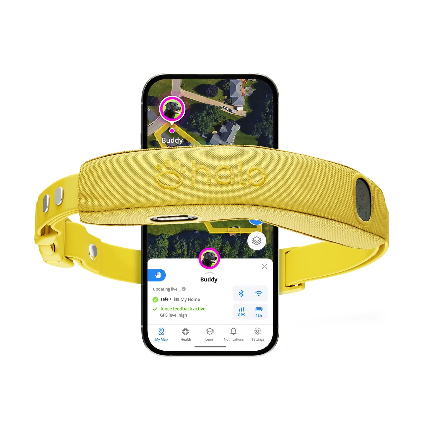 Halo Collar 5 Wireless Dog Fence & GPS Dog Collar, Keep Your Dog Safely Contained Outdoors with App-Controlled Boundaries and Real-Time Tracking, One Size, Blaze