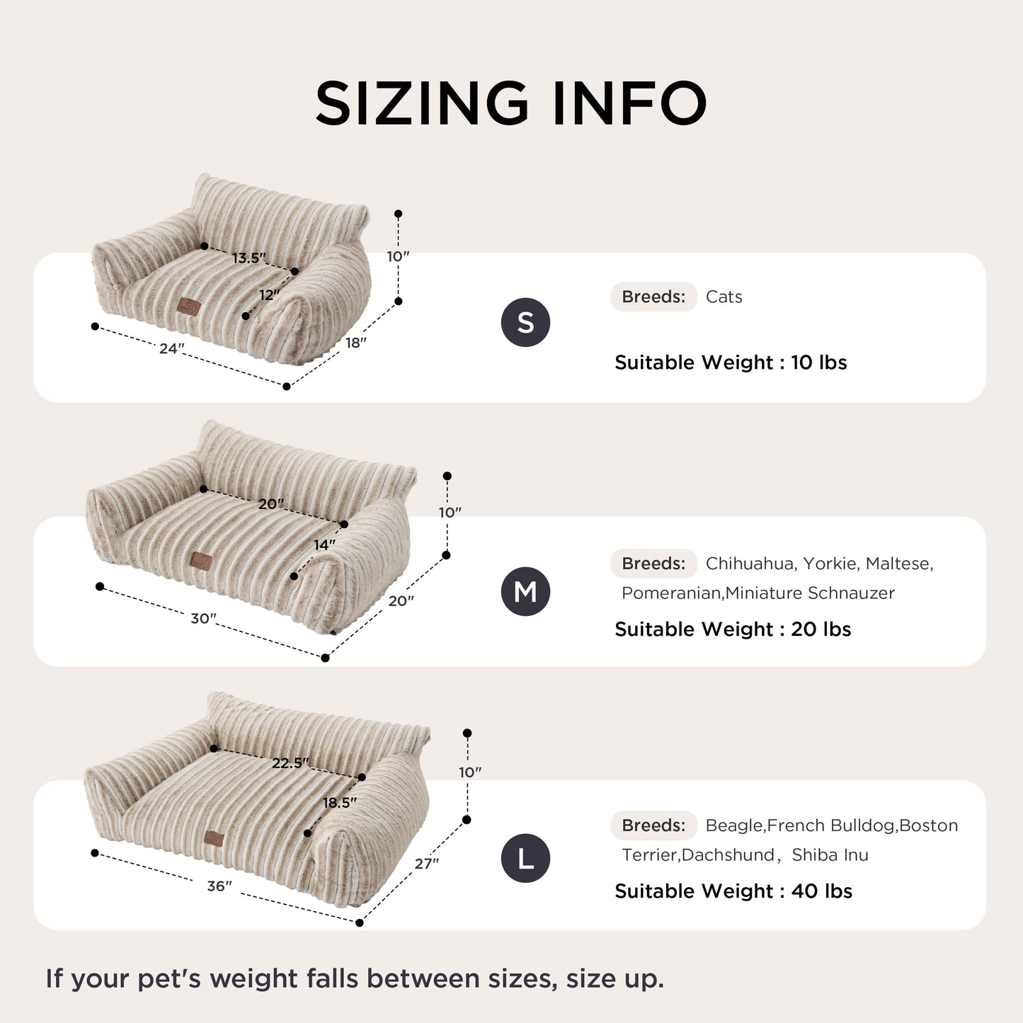 Bedsure ComfyFleece™ Cute Cat Couch for Pets - As Seen on TV on Good Day New York, Fluffy Cats beds for Indoor Cats with Removable Washable Cover, Supportive Pet Sofa, 24inch, Cream