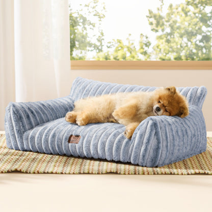 Bedsure ComfyFleece™ Cute Cat Couch for Pets - As Seen on TV on Good Day New York, Fluffy Cats beds for Indoor Cats with Removable Washable Cover, Supportive Pet Sofa, 24inch, Cream