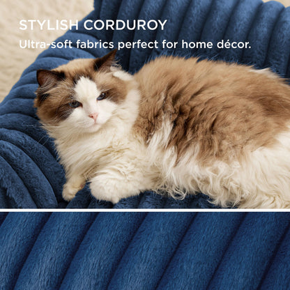 Bedsure ComfyFleece™ Cute Cat Couch for Pets - As Seen on TV on Good Day New York, Fluffy Cats beds for Indoor Cats with Removable Washable Cover, Supportive Pet Sofa, 24inch, Cream