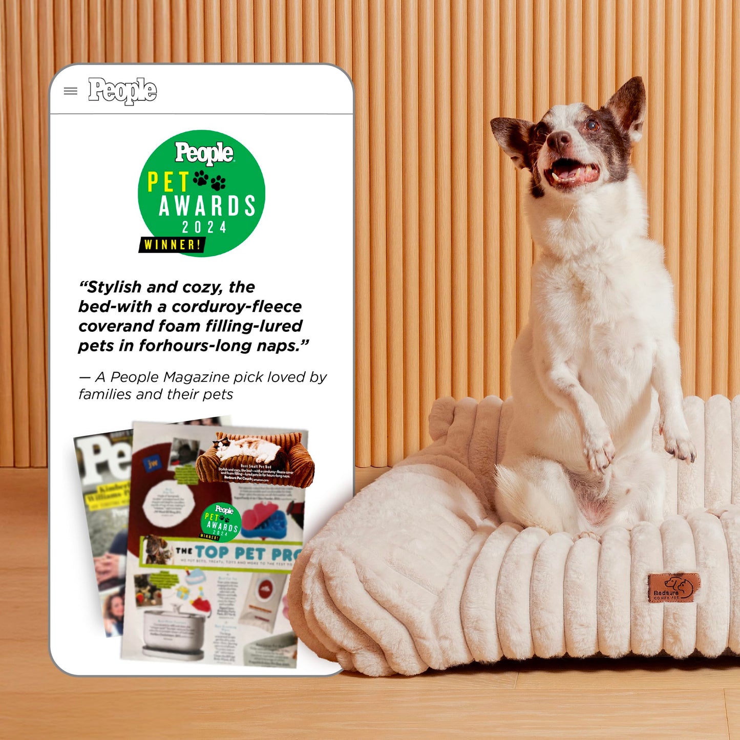Bedsure ComfyFleece™ Cute Cat Couch for Pets - As Seen on TV on Good Day New York, Fluffy Cats beds for Indoor Cats with Removable Washable Cover, Supportive Pet Sofa, 24inch, Cream