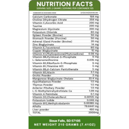 Holistic Total Body Support — Daily Multivitamin & Pasture-Raised Glandular Blend for Dogs & Cats